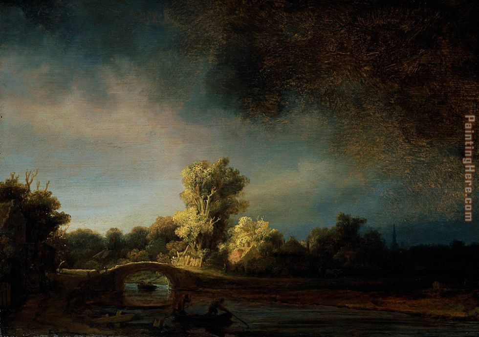 The Stone Bridge painting - Rembrandt The Stone Bridge art painting